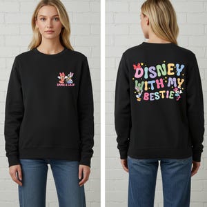Custom Besties Sweatshirt, Two-sided Minnie Daisy Disney With My Bestie Hoodie, WDW Disneyland Castle Best Friends Gift, Disney Girls Trip