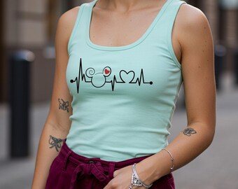 Disney verpleegster Heartbeat racerback tanktop, grappig verpleegstershirt