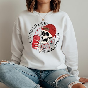 Living Life on the Bleachers Mama Sweater, Skull Sweatshirt, Skellington Coffee Tee, Sports Mama Sweater,Gift For Mama,Wrestling Mama Hoodie