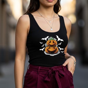 Halloween Racerback, Halloween Pumpkin Tank Top, Fall Racerback, Fall Shirt for Woman, Pumpkin Racerback, Autumn Outfit, Cute Pumpkin Tee