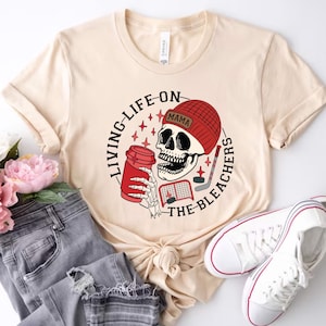 Living Life on the Bleachers Mama Shirt, Skull T-Shirt, Skellington Coffee Tee, Sports Mama T-Shirt, Gift For Mama, Wrestling Mama Shirt