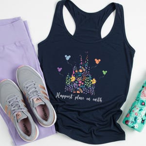 Happiest Place on Earth Racerback, Magic Kingdom Shirt, Disney Castle Floral Shirt, Magical World Shirt, Magical Kingdom, Disney World Shirt