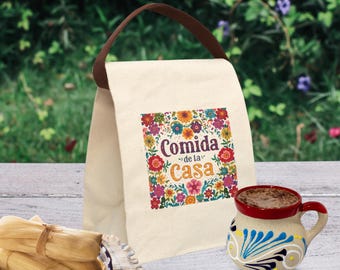 Comida de la Casa canvas katoenen lunchtas, Mexicaanse lunchtassen, Regalo Dia de las Madres, Mexican Mom Sayings, Hay Comida en la Casa, Almuerzo