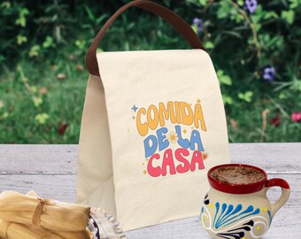 Comida de la Casa Lunch Bag aus Baumwolle, Lustige Lunch Tasche, Regalo para Abuelitas oder für Dia de las Madres, mexikanische Sprüche, Dichos