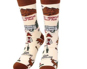 Chaussettes Rocky Mountain Camp : coton unisexe design amusant