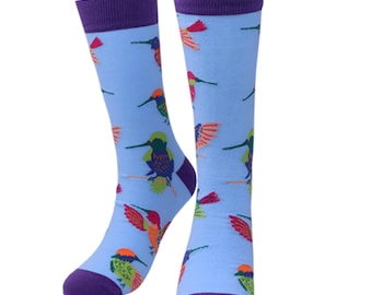 Cozy Hummingbird Charm Crew Sock : Unisex Knit Style