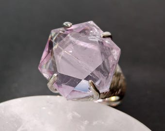 Adjustable Raw Crystal Ring: Handmade Boho Silver Gemstone Jewelry