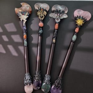 Crystal Magic Wand: Gemstone Inlays & Fantasy Charms - Halloween Witch Wand