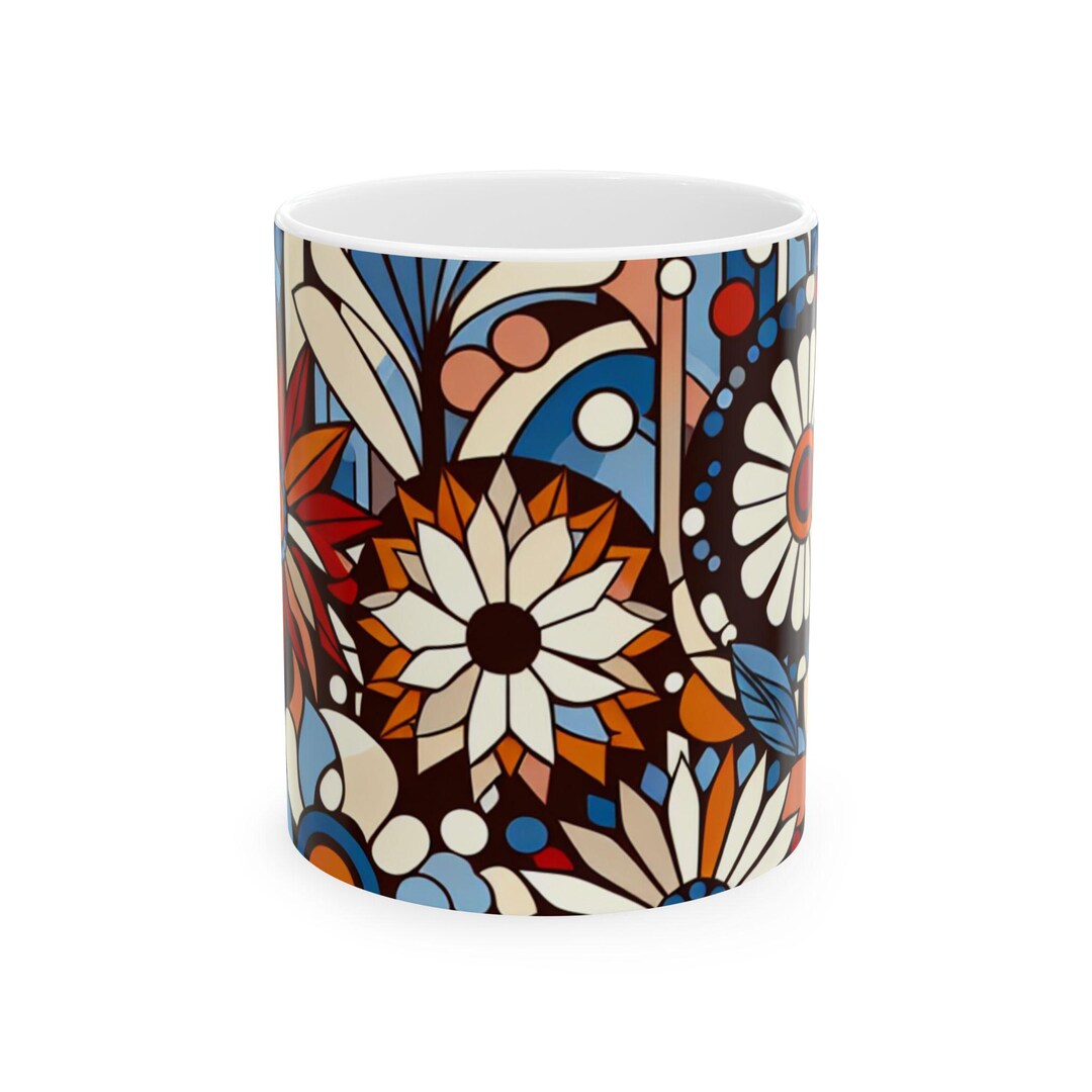 Floral Ceramic Mug, Elegant Flower Decor Coffee Cup, Botanical Tea Cup ...
