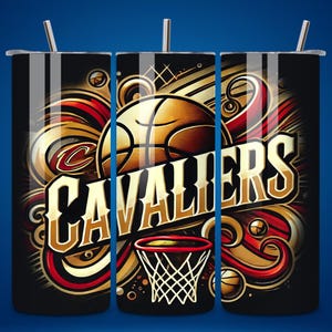 CAVALIER  Basketball Teams 20oz Skinny Tumbler Wrap PNG, NBA Seamless Design, 20oz Sublimation Tumbler, Digital Download Template