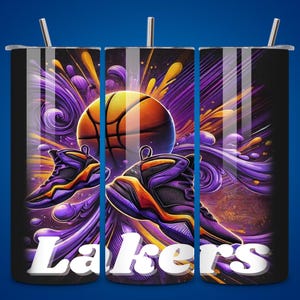 LAKER  Basketball Teams 20oz Skinny Tumbler Wrap PNG, NBA Seamless Design, 20oz Sublimation Tumbler, Digital Download Template