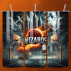 WIZARD Basketball Teams 20oz Skinny Tumbler Wrap PNG, NBA Seamless Design, 20oz Sublimation Tumbler, Digital Download Template