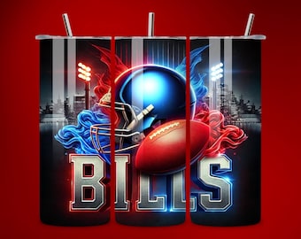 BILL Football Team Designs 20oz Skinny Tumbler Wrap PNG, NFL Seamless Design, 20oz Sublimation Tumbler, Digital Download Template