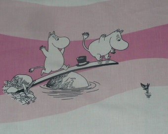 Lovely Moomin fabric Sea Moomin. White and pink cotton. Really lovely. Tove Jansson.