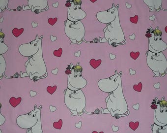 Moomin cotton fabric pink Heart Moomin tillukka love princess bride wedding