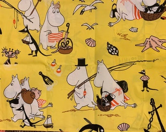 Moomin fabric Island Moomin white and yellow really lovely tillukka cotton patchwork