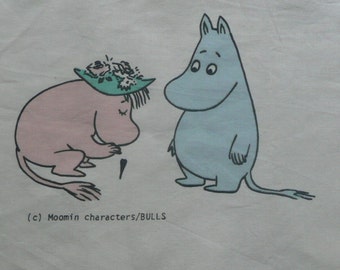 vintage Moomin fabric from the 80's white background tillukka