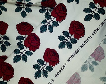 Marimekko Maritextil original vintage VIHKIRUUSU fabric red and white Maija Isola Really RARE