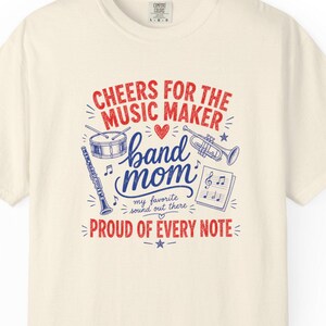 Bandmoeder T-shirt, Cadeau voor marchingbandmoeder, Bandmoeder T-shirt, Cheers for the Music Maker T-shirt, Proud of Every Note T-shirt,