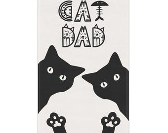 Cat Dad Tea Towel, 100% Cotton Twill, Kitchen Decor