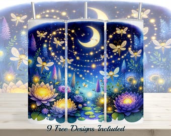 Firefly Night Tumbler PNG: 20oz Sublimation Design (Digital Download)