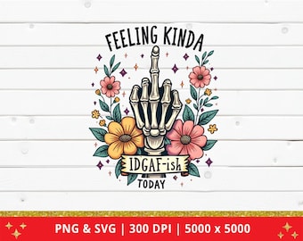 Funny Skeleton Middle Finger SVG: Sassy Floral Skull Design (Digital Download)