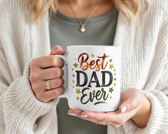 Best Dad Ever Watercolor Mug Sublimation Design (11oz & 15oz) - Instant PNG Download + Tumbler Wraps!