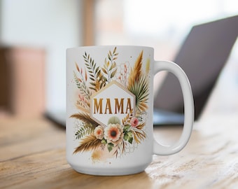 Mama Mug Design: Boho Floral Sublimation (11oz, 15oz) (Digital Download)