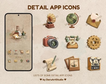 Icônes d&#39;appli de livres vintage : thème de l&#39;espace, iOS et Android (téléchargement numérique)
