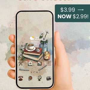 Icone dell'app Retro Cafe: tema Book Lover Sketch (download digitale iOS e Android)
