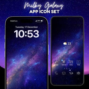 Milky Way-apppictogrammen, Galaxy Aesthetic, iOS + Android (digitale download)