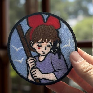 Anime Witch & Cat Embroidery Patch