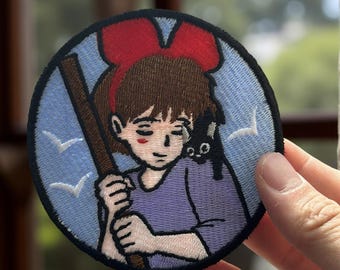 Anime Witch & Cat Embroidery Patch