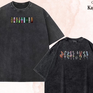 Geborduurd gewassen shirt met anime, T-shirt Demon Killer, Hashira - Demon Killer Corps-ontwerp, unieke ademhalingsvaardigheid, cadeaus voor anime-liefhebbers