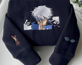 Moletom bordado de anime: design do mangá Cursed Technique, presente perfeito para fãs de JJK.