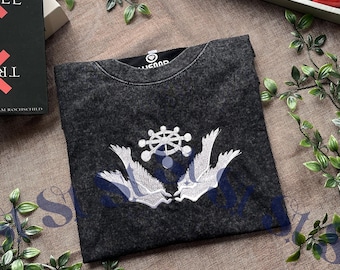 Embroidered Anime Washed Shirt: Sword of Exorcism, Ten Shadows Design, Gifts for JJK Lovers