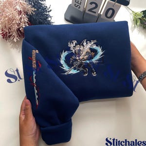 Sudadera de anime bordada, suéter Demon Killer, sudadera con capucha Beast Breath, diseño Second Form-Rip and Tear, regalo perfecto para amantes del anime.