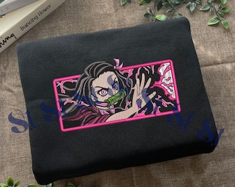 Embroidered Anime Sweatshirt, Demon Killer Sweater, Blood Demon Art - Exploding Blood Inspired Design, Perfect Gifts for Anime Lovers