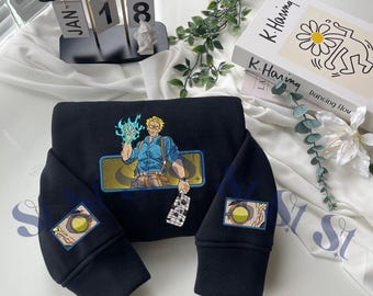 Embroidered Anime Sweatshirt: Sorcery Battle - The Ten Lines Mantra Design