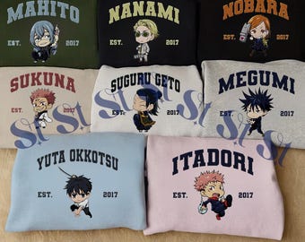 Geborduurd custom anime-sweater: Sorcery Battle - Curse Technique hoodie, cadeaus voor JJK-liefhebbers