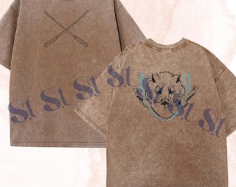 Embroidered Anime Sweatshirt, Demon Killer Washed Shirt, Beast Breathing Tee, Second Form-Rip and Tear Design, Christmas Gift for KnY Lover