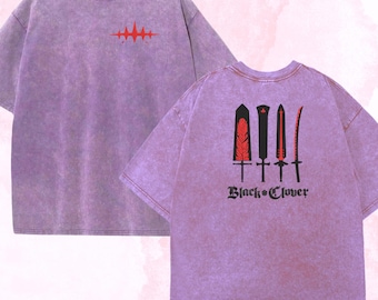Embroidered Anime Washed Shirt: Magic World Design