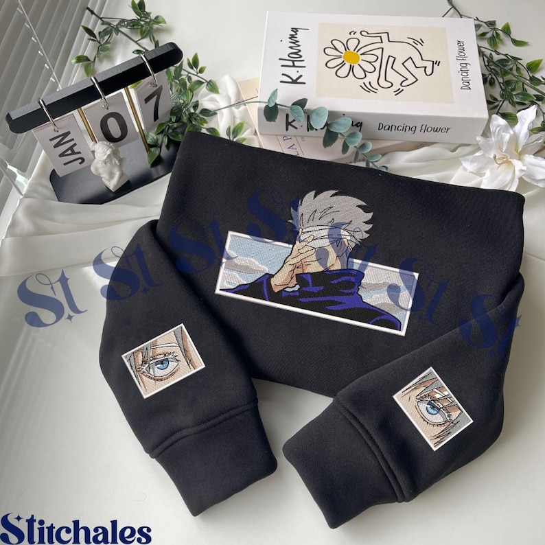 Moletom bordado de anime: Batalha de feitiçaria, design de técnica amaldiçoada imagem 1