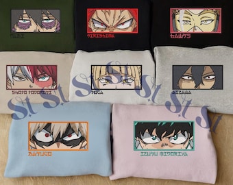 Custom Embroidered Anime Sweatshirt, Hero and Villange Sweater, Quirk-Inspired Hoodie, Christmas Gifts for MHA Lovers