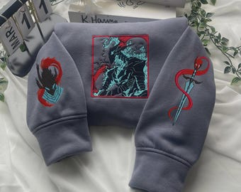 Embroidered Anime Sweatshirt, I Alone Level Up-Inspired Design, Monarch of Shadows Sweater, Double Dungeon Shirt, Gifts for Anime Lovers