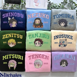 Custom Embroidered Anime Sweatshirt, Custom Name & Year Shirt, Demon Killer Sweater, Breathing Skill-Inspired Hoodie, Gifts for KnY Lovers