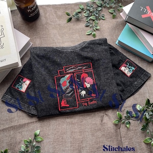 Embroidered Anime Washed Shirt: Cursed Womb Design, - Death Paintings Embroidery, Gifts for JJK Lovers