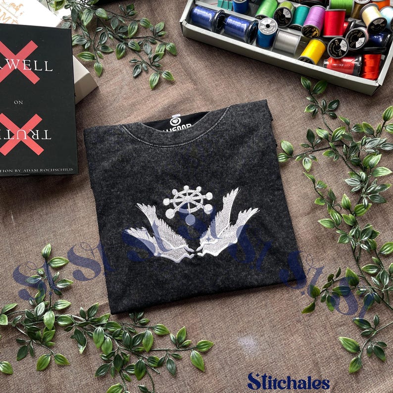 Embroidered Anime Washed Shirt: Sword of Exorcism, Ten Shadows Design, Gifts for JJK Lovers image 1