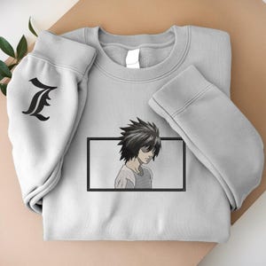 刺繍入りアニメスウェットシャツ、死神ブックセーター、才能ある探偵風パーカー、ワミーの家のデザイン、アニメファンへのプレゼントに最適
