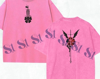 Embroidered Anime Washed Shirt: Magic World Design